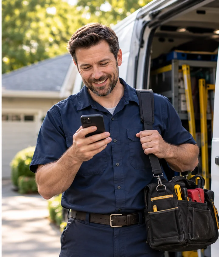 The service technician sees his reorganized schedule